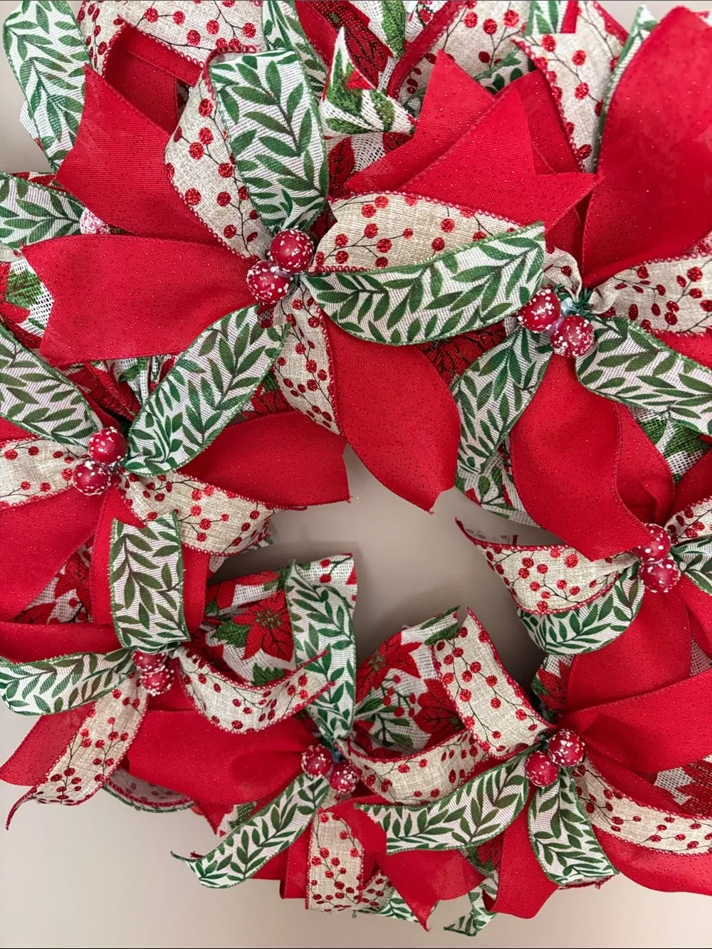 Holiday Ribbon Wreath in Red & Green